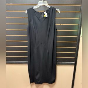 Pure Energy Black Sleeveless Sheath Dress 1X Stretch Midi